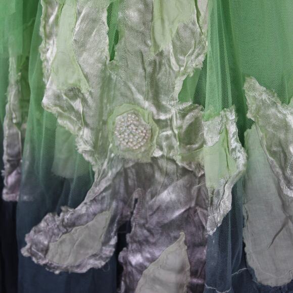 etc Vintage Fairy Skirt Long Yellow Green Blue Ombre Asymmetrical Hippie XL NWT - Picture 4 of 11